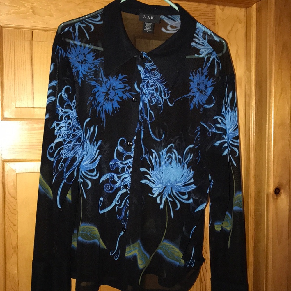 NABI Sheer Long Sleeve Blouse / Top 1X